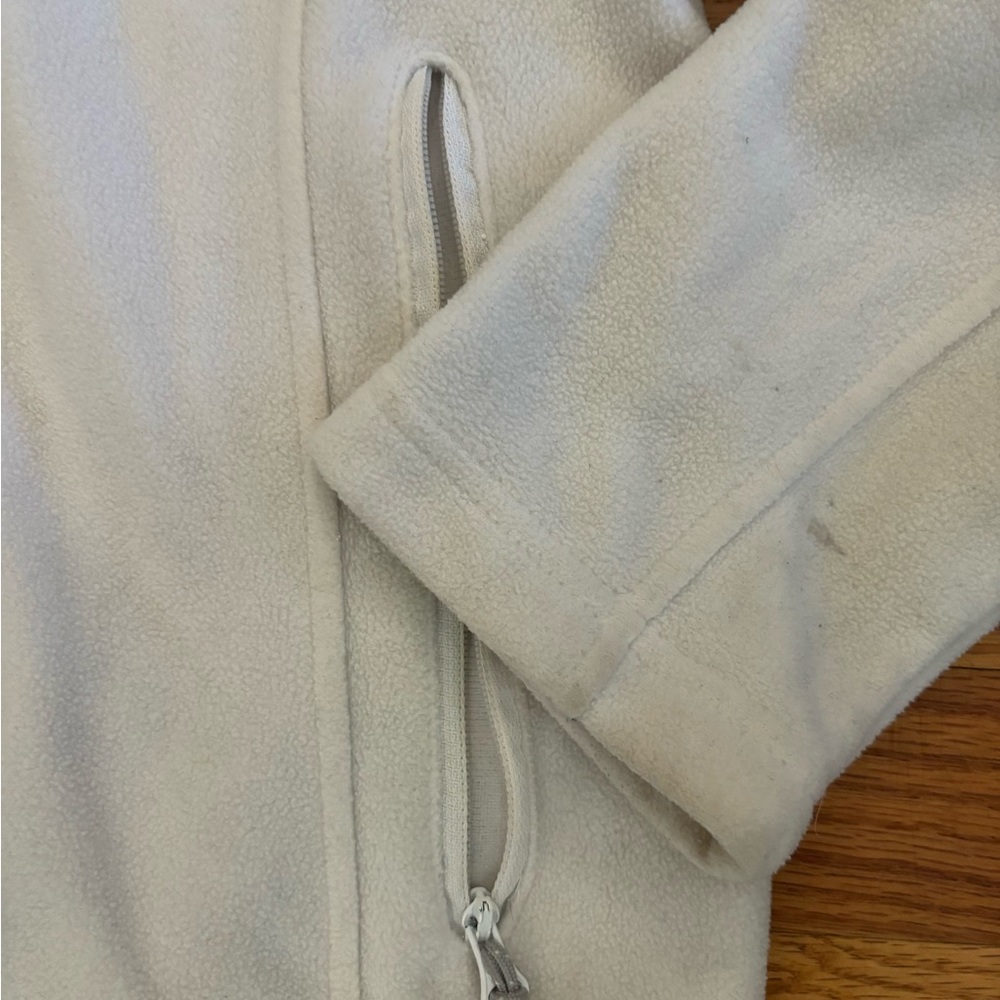 Columbia Fleece Jacket Women’s Medium White Zipper Closure Pockets STAINED Paint - Picture 5 of 10